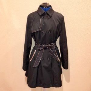 Betsey Johnson Trench Coat Vintage Pinup M Black